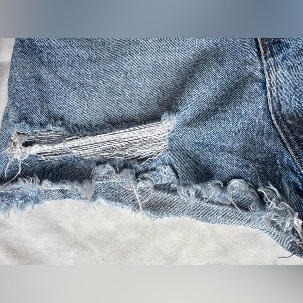 Rolla’s Jean Denim Medium Wash Distressed Shorts Dusters High Rise Slim Sz 26 - Picture 4 of 6